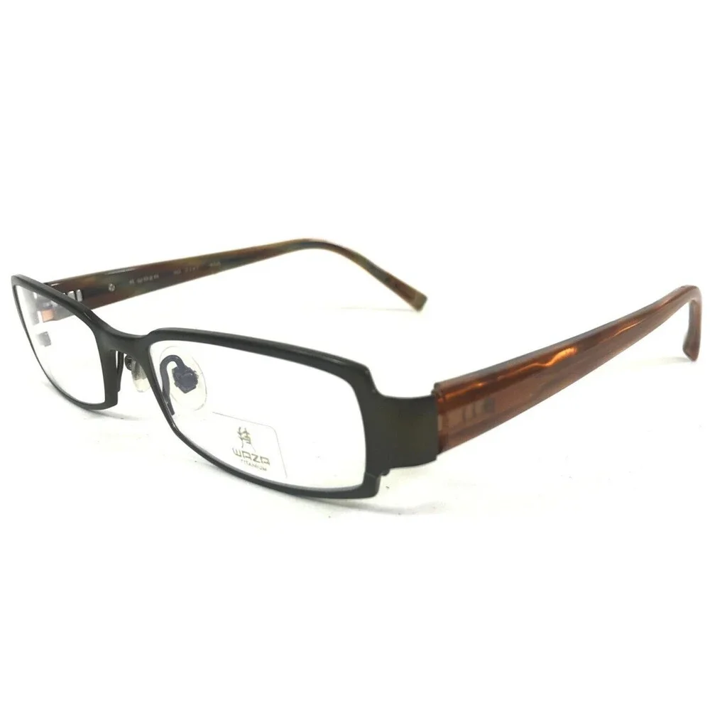 Waza Eyeglasses Frames WA 2147 KHA Brown Rectangular Full Rim Titanium 51-18-135